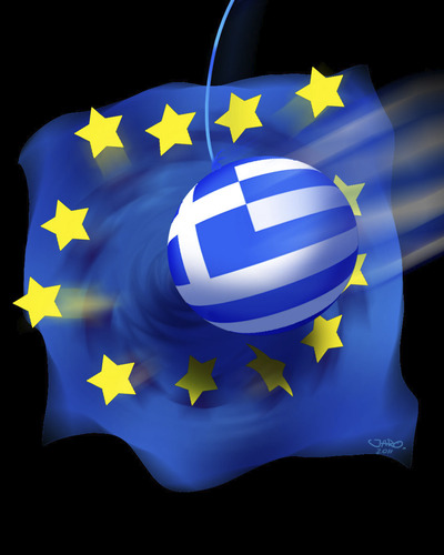 Cartoon: impact (medium) by JARO tagged european,union,crisis,greece,collapse