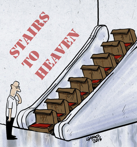 Cartoon: Stairs to heaven (medium) by JARO tagged catholic,heaven