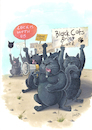 Cartoon: cat (small) by hamitgis tagged black,cats,protest,rights,demonstration,megaphone,signs,luck,superstition,activism,equality,animal,freedom,justice,crowd,humor,illustration,hamit,hamitgis,gis