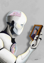 Cartoon: future (small) by hamitgis tagged robot,human,emotion,artificial,intelligence,crying,sad,memory,brain,heart,longing,portrait,soul,technology,illustration,science,fiction,loss,humanity,future,hamit,hamitgis,gis