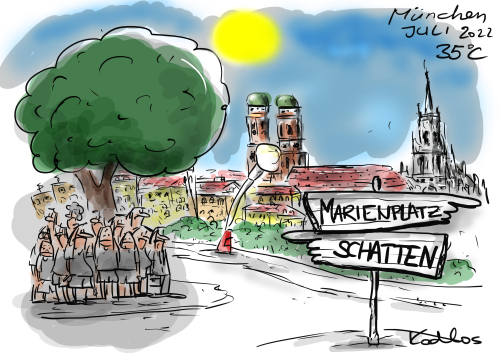 Cartoon: Sommer in München (medium) by Karel Kodlos Hohl tagged sommer,münchen,heiß,schatten