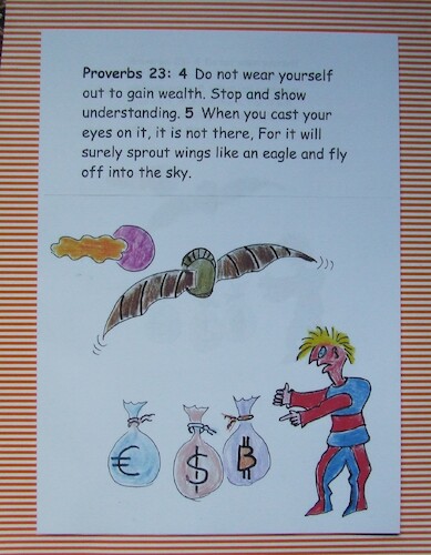 Cartoon: proverbs 23  4 and 5  LOSING ALL (medium) by skätschup tagged money,wealth,values,everything,will,vanish,and,disappears