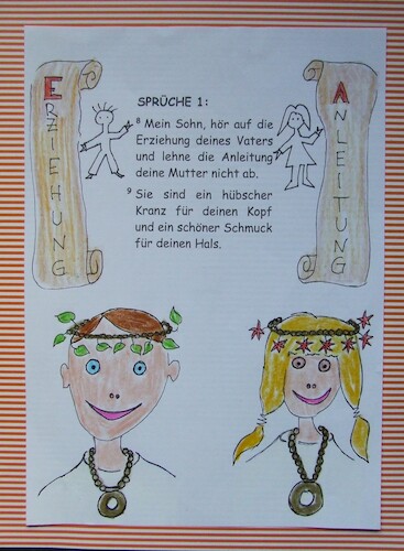 Cartoon: SPRÜCHE SALOMONS  Kapitel 3 (medium) by skätschup tagged gott,salomo,sprüche,vater,mutter,erziehung,anleitung,gute,eigenschaften,schmuck,krone,kette