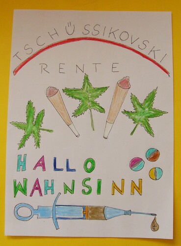 Cartoon: free dope TSCHÜSSIKOVSKY RENTE (medium) by skätschup tagged drogen,speed,dope,haschisch,marihuana,pillen,medikamente,heroin,fentanyl,crocodil,tod,und,wahnsinn,abgrund