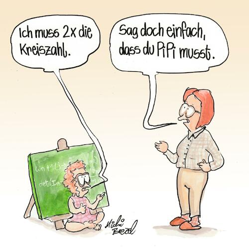 Cartoon: Kind muss 2x die Kreiszahl (medium) by Witzvorlage tagged math2022