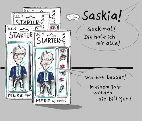 Cartoon: Action Avatare (medium) by TomPauLeser tagged action,avatare,chatgpt,prompt,friedrich,merz,saskia,esken,söder,klingbeil,blister,blisterpach,starterpacket,figur,actionfigur,volume,billig,teuer,chatbots,kiavatar,ki,satire,satirecartoon,tompaule,schlapplachsachen,karikatur,satirekarikatur,kontaktavatar,prompten,trend,hype,netzttrend,netzhype