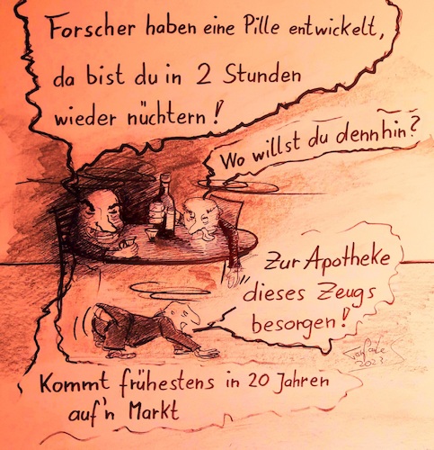 Cartoon: Anti Alkohol Pille (medium) by TomPauLeser tagged anti,alkohol,pille,trinken,saufen,suff,medikament,tablette