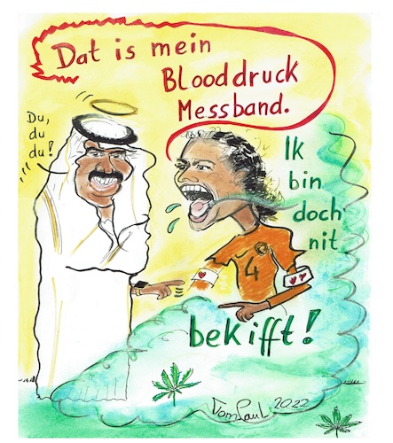 Cartoon: Armbinde (medium) by TomPauLeser tagged armbinde,fussball,katar,kapitän,mannschaftskapitän