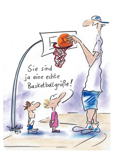 Cartoon: Basketball (medium) by TomPauLeser tagged basketball,sport,basketballsport,größe,klein,korb,basketballkorb,schlapplachsachen,tompaule,turnier,basketballtunier,turnhalle,sporthalle,berühmtheit