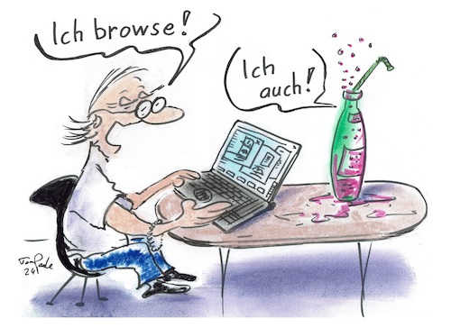 Cartoon: Browsen (medium) by TomPauLeser tagged brause,brausegetränk,getränk,browsen,bowser,laptop,pc,bildschirm,strohhalm,sessel,bürostuhl,internet,suchen,finden,webseite