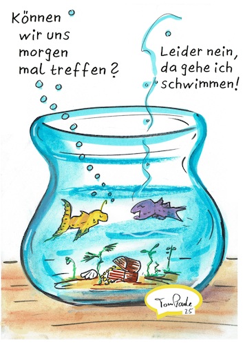 Cartoon: Chancenlos (medium) by TomPauLeser tagged fische,aquarium,schwimmen,chancenloser,dateversuch,treffen