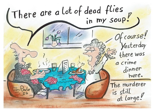 Cartoon: Crime Dinner (medium) by TomPauLeser tagged crime,dinner,fly,flies,soup,restaurant,event,evening
