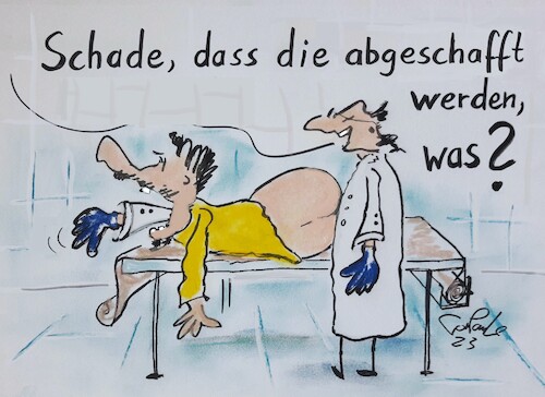 Cartoon: Der Test (medium) by TomPauLeser tagged prostata,prostatatest,rektal,test,arzt,untersuchung,krebsvorsorge,prostatavorsorge,krebsforschung,früherkennung,screen,vorsorge,vorsorgeprogramm,krankenkasse,studie,testergebnis,früherkennungsscreening,krebsforschungszentrum,prostatakrebs,tastuntersuchung