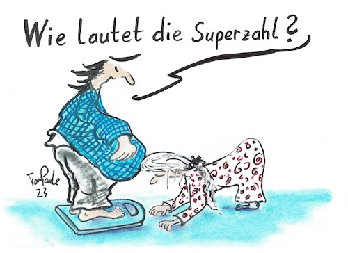 Cartoon: Die Superzahl (medium) by TomPauLeser tagged superzahl,diät,diätplan,waage,digitalwaage,schwergewicht,schwergewichtig,übergewichtig,übergewicht,abnehmen,fettleibigkeit,gewichtreduktion,gewichtverlust,gesundheit