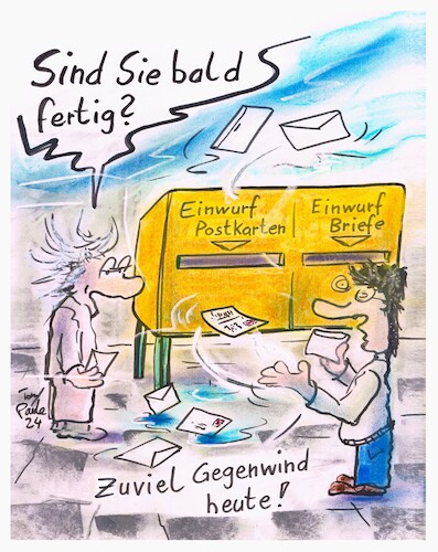 Cartoon: Einwurf (medium) by TomPauLeser tagged briefkasten,einwurf,briefmarke,briefumschlag,wetter,postkarte,postsendung,briefsendung,postkasten,briefeinwurf,gegenwind,wind,sturm,werfen,schmeißen