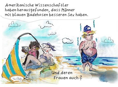 Cartoon: Forschungsergebnisse (medium) by TomPauLeser tagged forschungsergebnisse,badehose,strand