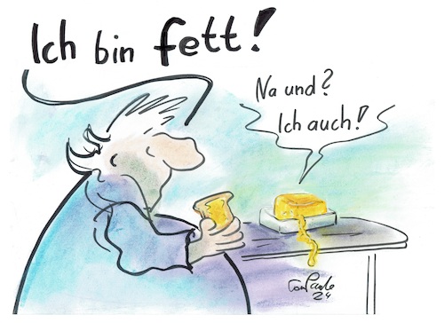 Cartoon: Frühstück (medium) by TomPauLeser tagged fett,butter,dick,dickmacher,schlank,diät,toast,toastbrot,tisch,frühstück,leib,fettleibig,fettleibigkeit,adipositas,stoffwechselerkrankung,übergewicht,körperfett,bmi,body,mass,index,körpergewicht,adipös