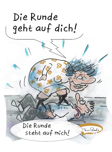 Cartoon: Gehen oder stehen (medium) by TomPauLeser tagged rund,runde,stehen,gehen,gewalt,häusliche,wortspiel,rundungen,schlapplachsachen,satire,tompaule,cartoon,ich,steh,auf,dich,geht,mich