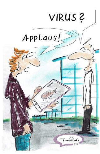 Cartoon: Handyprobleme (medium) by TomPauLeser tagged handy,smartphone,handyprobleme,virus,handyvirus,computervirus,laus,applaus