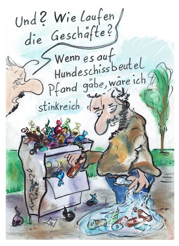 Cartoon: Hundekotbeutel (medium) by TomPauLeser tagged hundekotbeutel,pfand,pfandflasche,pfandsammler,pfandpflaschensammler,mülleimer,park,öffentlich,abfall,abfallbehälter,hundekot,entsorgung,entsorgen,plastiktüte,sammler,pfanddose