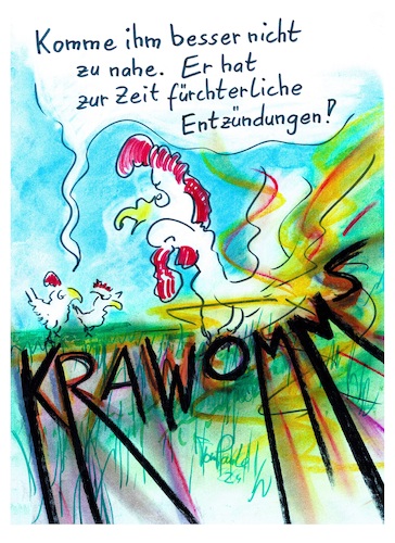 Cartoon: Immerhin keine Vogelgrippe (medium) by TomPauLeser tagged entzündung,blähung,explosion,blähungen,blähbauch,darmbeschwerden,feuer,huhn,hühner,henne,hahn,nahe,entfernung,entfernen,vogelgrippe,übel,pups,furz