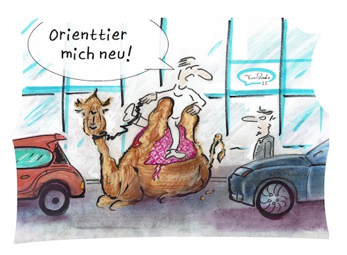 Cartoon: Kamel oder Dromedar (medium) by TomPauLeser tagged kamel,dromedar,trampeltier,orient,orienttier,orientieren,schlapplachsachen,satire,wüste,auto,tompaule,fahrzeug,energiesparen,emissionsfrei