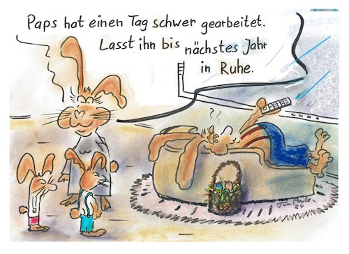 Cartoon: Kein Bock mehr (medium) by TomPauLeser tagged ostern,osterei,ostereier,burnout,burn,out,bock,null,kinder,osterhase,osterhasenkind,osterkinder,fernseher,eierkorb,osterkorb,couch,sofa