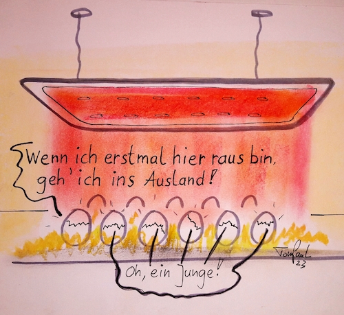 Cartoon: Kückentöten (medium) by TomPauLeser tagged küken,hühner,ei,eier,schreddern,kükenschreddern,hühnerfarm,eu,gelege,ausbrüten,brut,brutanlage,tierlampe,rotlichtlampe