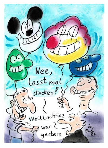 Cartoon: Lachnummer Wahlkampf (medium) by TomPauLeser tagged alle,farben,werbung,luftballons,weltlachtag,lachtag,politik,parteien,parteiwerbung,partei,wahlen,wahl,wahlkampf,parteifarben,lachnummer,die,grünen,fdp,spd,cdu,afd