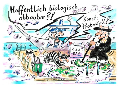 Cartoon: Maffiossos Saubär (medium) by TomPauLeser tagged maffiossos,saubär,pier,kai,hafen,schiff,boot,reinigung,reinigungsmittel,biologisch,abbaubar,spülmittel,straßenreinigung,kanister,flüssigkeit,behälter