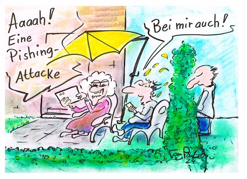 Cartoon: Netter Nachbar (medium) by TomPauLeser tagged pishin,attacke,internetangriff,angriff,cyberangriff,internetschutz,garten,gartenzaun,pinkeln,pischen,pischerln,internetbetrug,betrugsmasche,betrug,gartenhecke,hecke,zaun,urin,pipi