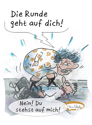 Cartoon: Stehen oder gehen (medium) by TomPauLeser tagged rund,runde,stehen,gehen,gewalt,häusliche,wortspiel,rundungen,schlapplachsachen,satire,tompaule,cartoon,ich,steh,auf,dich,geht,mich