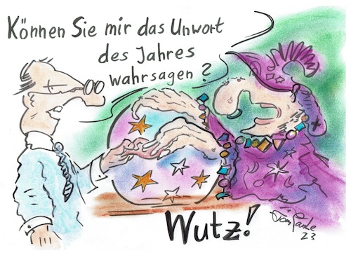 Cartoon: Unwort des Jahres (medium) by TomPauLeser tagged unwort,des,jahres,hellseher,wahrsager,wörter,gutes,wort,schlechtes,begriff,wahrsagen,hellsehen