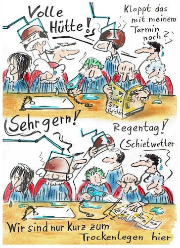 Cartoon: Volle Hütte (medium) by TomPauLeser tagged trocken,naß,trockenlegen,föhn,heißhaube,friseursalon,barbier,regenwetter,schietwetter,voll,zeitung,zeitschrift,friseurzeitschrift,dauerwelle,termin,friseurtermin