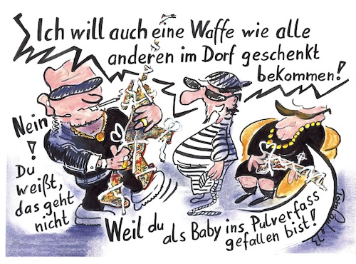 Cartoon: Xmas bei Maffiossos (medium) by TomPauLeser tagged weihnachten,weihnachtsgeschenke,mafia,clan,knastbruder,maschinenpistole,maschinengewehr,waffen,geschenkpapier,sonnenbrillen,krawatte,schalldämpfer,pistole,colt