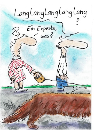 Cartoon: Dackel (medium) by TomPauLeser tagged dackel,langhaardackel,langhaar,hund,dachshund,teckel,experte,hundeexperte