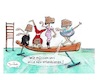 Cartoon: Kompass nötig (small) by TomPauLeser tagged orientierung,orientier,blinde,blind,orientierungslos,orientierungslosigkeit,turnhall,sporthalle,schwebebalken