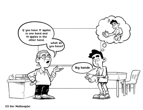 Cartoon: Arithmetikaufgabe (medium) by matheapfel tagged math2022