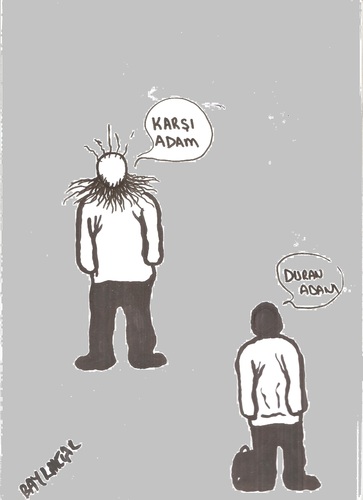 Cartoon: The man standing against the man (medium) by Seydi Ahmet BAYRAKTAR tagged the,man,standing,against
