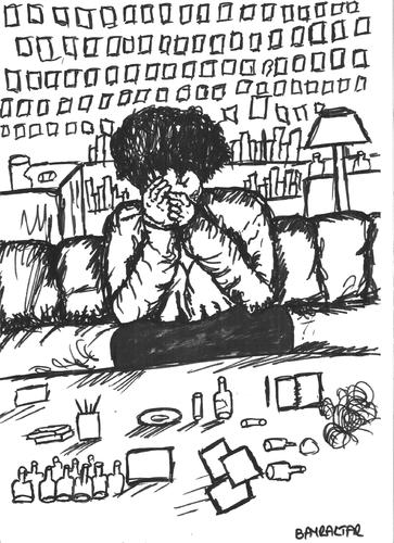 Cartoon: tired of the night man (medium) by Seydi Ahmet BAYRAKTAR tagged tired,of,the,night,man