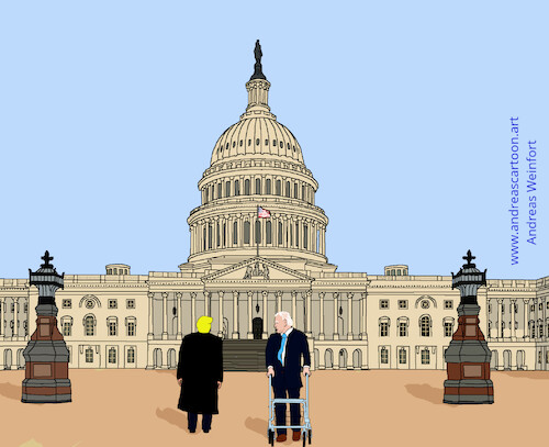 Cartoon: midterm (medium) by andreascartoon tagged trump,biden,capitol,midterm,wahlen,usa,senat,repräsentantenhaus