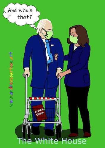 Cartoon: The President (medium) by andreascartoon tagged usa,biden,harris,alter