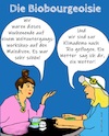 Cartoon: Die Biobourgeoisie (small) by andreascartoon tagged abgehoben,bio,pharisaer,gutmensch