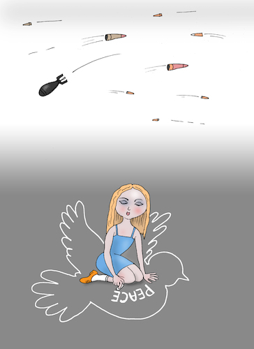 Cartoon: charred (medium) by Tarasenko  Valeri tagged charred,girl,war,pigeon
