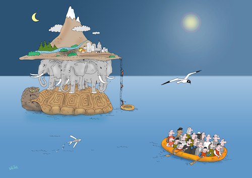 Cartoon: migration (medium) by Tarasenko  Valeri tagged flight,migration,planet