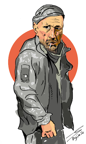 Cartoon: Last words (medium) by laodu tagged ukraine,death,cigarette,soldier