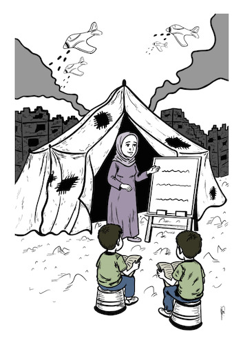 Cartoon: In War (medium) by sally cartoonist tagged education,children,national,international,conflicts,war,education,children,national,international,conflicts,war