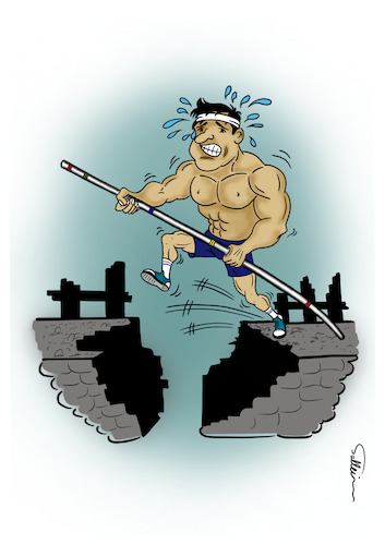 Cartoon: The Olympics (medium) by sally cartoonist tagged olympics,climbing,sport,magazines,newspapers,cartoons,caricature