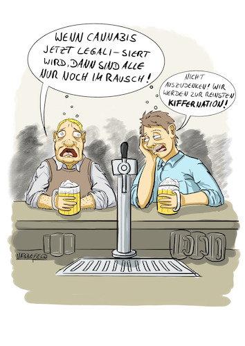 Cartoon: Cannabis Legalisierung (medium) by SandraNabbefeld tagged cartoon,cartoonist,cartooning,illustration,humor,absurd,cannabis,legalisierung,drogen,bier,alkohol,kneipe,gesellschaft,kiffer,kiffen,saufen,betrinken,betrunken,besoffen,kiffernation,sandranabbefeld,nabbefeld