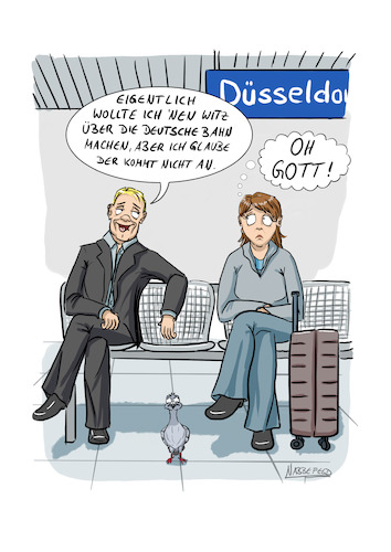 Cartoon: DB vs. GDL (medium) by SandraNabbefeld tagged cartoon,cartoonist,cartoons,cartooning,humor,satire,absurd,leben,streik,gdl,db,deutschebahn,tarifverhandlungen,warten,zug,bahnhof,flachwitz,witz,bahnsteig,unpünktlich,sandranabbefeld,nabbefeld